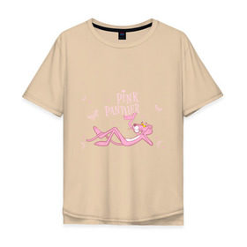 Мужская футболка хлопок Oversize с принтом Pink panther в Санкт-Петербурге, 100% хлопок | свободный крой, круглый ворот, “спинка” длиннее передней части | Тематика изображения на принте: pink panther | розовая пантера