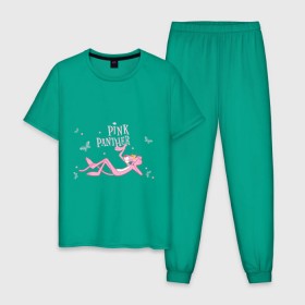 Мужская пижама хлопок с принтом Pink panther в Санкт-Петербурге, 100% хлопок | брюки и футболка прямого кроя, без карманов, на брюках мягкая резинка на поясе и по низу штанин
 | pink panther | розовая пантера