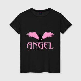 Женская футболка хлопок с принтом Angel в Санкт-Петербурге, 100% хлопок | прямой крой, круглый вырез горловины, длина до линии бедер, слегка спущенное плечо | wings | ангел | девушка | крылья