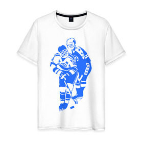Мужская футболка хлопок с принтом Хоккеисты в Санкт-Петербурге, 100% хлопок | прямой крой, круглый вырез горловины, длина до линии бедер, слегка спущенное плечо. | кхл | нхл | хокей | хоккеист | хоккеисты | хоккей | хоккейный спорт