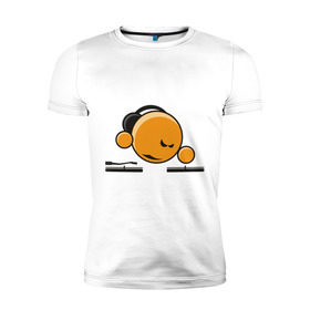 Мужская футболка премиум с принтом Смайл DJ в Санкт-Петербурге, 92% хлопок, 8% лайкра | приталенный силуэт, круглый вырез ворота, длина до линии бедра, короткий рукав | deejay | dj | smile | диджей | смайл | смайлик | улыбка