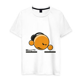 Мужская футболка хлопок с принтом Смайл DJ в Санкт-Петербурге, 100% хлопок | прямой крой, круглый вырез горловины, длина до линии бедер, слегка спущенное плечо. | deejay | dj | smile | диджей | смайл | смайлик | улыбка