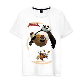 Мужская футболка хлопок с принтом Kung Fu Panda 2 в Санкт-Петербурге, 100% хлопок | прямой крой, круглый вырез горловины, длина до линии бедер, слегка спущенное плечо. | панда