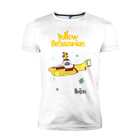 Мужская футболка премиум с принтом Yellow submarine в Санкт-Петербурге, 92% хлопок, 8% лайкра | приталенный силуэт, круглый вырез ворота, длина до линии бедра, короткий рукав | beatles | rock | yellow submarine | битлз | желтая подводная лодка | рок
