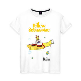 Женская футболка хлопок с принтом Yellow submarine в Санкт-Петербурге, 100% хлопок | прямой крой, круглый вырез горловины, длина до линии бедер, слегка спущенное плечо | beatles | rock | yellow submarine | битлз | желтая подводная лодка | рок