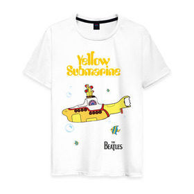 Мужская футболка хлопок с принтом Yellow submarine в Санкт-Петербурге, 100% хлопок | прямой крой, круглый вырез горловины, длина до линии бедер, слегка спущенное плечо. | beatles | rock | yellow submarine | битлз | желтая подводная лодка | рок