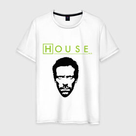 Мужская футболка хлопок с принтом Доктор Хаус в Санкт-Петербурге, 100% хлопок | прямой крой, круглый вырез горловины, длина до линии бедер, слегка спущенное плечо. | everybody lies | haus | house | все лгут | доктор | хауз | хаус | хью лори