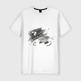 Мужская футболка премиум с принтом луноход в Санкт-Петербурге, 92% хлопок, 8% лайкра | приталенный силуэт, круглый вырез ворота, длина до линии бедра, короткий рукав | вакуум | космос | луна | планета земля
