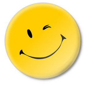 Значок с принтом Смайлик (2) в Санкт-Петербурге,  металл | круглая форма, металлическая застежка в виде булавки | smile | рожица | смайл | смайлик | улыбка