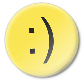 Значок с принтом Смайл в Санкт-Петербурге,  металл | круглая форма, металлическая застежка в виде булавки | smile | смайл | смайлик | улыбка