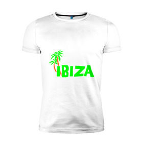 Мужская футболка премиум с принтом Ibiza в Санкт-Петербурге, 92% хлопок, 8% лайкра | приталенный силуэт, круглый вырез ворота, длина до линии бедра, короткий рукав | ibiza | ибица | пальмы | фестиваль