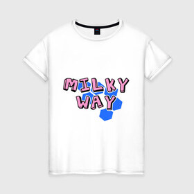 Женская футболка хлопок с принтом Milky way в Санкт-Петербурге, 100% хлопок | прямой крой, круглый вырез горловины, длина до линии бедер, слегка спущенное плечо | dance | milkyway | tecktonick | tektonic | tektonik | клуб | танцевать | тектоник | тиктоник