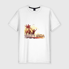 Мужская футболка премиум с принтом Ibiza (5) в Санкт-Петербурге, 92% хлопок, 8% лайкра | приталенный силуэт, круглый вырез ворота, длина до линии бедра, короткий рукав | club | ibiza | ибица | клуб | пальмы | силуэты