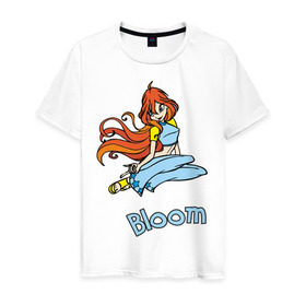 Мужская футболка хлопок с принтом WinX bloom в Санкт-Петербурге, 100% хлопок | прямой крой, круглый вырез горловины, длина до линии бедер, слегка спущенное плечо. | bloom | winx | винкс