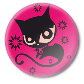 Значок с принтом Doom kitty (1) в Санкт-Петербурге,  металл | круглая форма, металлическая застежка в виде булавки | Тематика изображения на принте: cat | kiti | kittie | kitty | кот | котэ | кошка