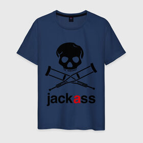 Мужская футболка хлопок с принтом Jackass (Чудаки) в Санкт-Петербурге, 100% хлопок | прямой крой, круглый вырез горловины, длина до линии бедер, слегка спущенное плечо. | jackas | придурки | чудаки