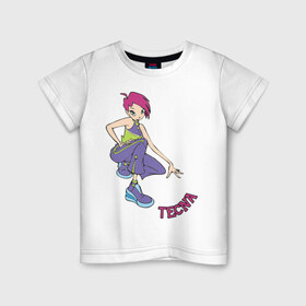 Детская футболка хлопок с принтом winX tecna в Санкт-Петербурге, 100% хлопок | круглый вырез горловины, полуприлегающий силуэт, длина до линии бедер | 