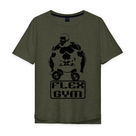 Мужская футболка хлопок Oversize с принтом Flex gym в Санкт-Петербурге, 100% хлопок | свободный крой, круглый ворот, “спинка” длиннее передней части | powerlifting