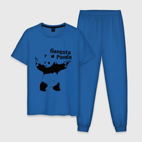 Мужская пижама хлопок с принтом Gangsta Panda в Санкт-Петербурге, 100% хлопок | брюки и футболка прямого кроя, без карманов, на брюках мягкая резинка на поясе и по низу штанин
 | Тематика изображения на принте: панда