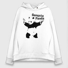 Женское худи Oversize хлопок с принтом Gangsta Panda в Санкт-Петербурге, френч-терри — 70% хлопок, 30% полиэстер. Мягкий теплый начес внутри —100% хлопок | боковые карманы, эластичные манжеты и нижняя кромка, капюшон на магнитной кнопке | Тематика изображения на принте: панда