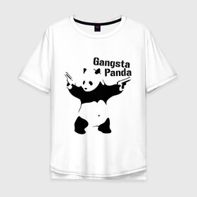 Мужская футболка хлопок Oversize с принтом Gangsta Panda в Санкт-Петербурге, 100% хлопок | свободный крой, круглый ворот, “спинка” длиннее передней части | панда