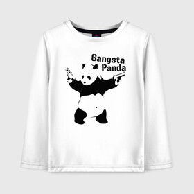 Детский лонгслив хлопок с принтом Gangsta Panda в Санкт-Петербурге, 100% хлопок | круглый вырез горловины, полуприлегающий силуэт, длина до линии бедер | Тематика изображения на принте: панда