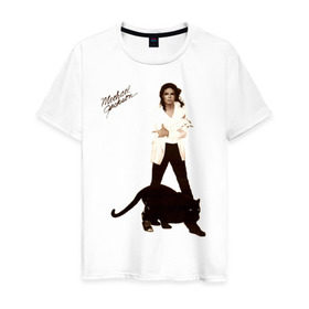 Мужская футболка хлопок с принтом Michael Jackson (2) в Санкт-Петербурге, 100% хлопок | прямой крой, круглый вырез горловины, длина до линии бедер, слегка спущенное плечо. | Тематика изображения на принте: jackson | michael | mj | pop | джексон | майкл | майкл джексон | поп