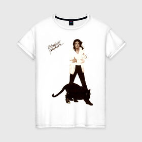 Женская футболка хлопок с принтом Michael Jackson (2) в Санкт-Петербурге, 100% хлопок | прямой крой, круглый вырез горловины, длина до линии бедер, слегка спущенное плечо | jackson | michael | mj | pop | джексон | майкл | майкл джексон | поп