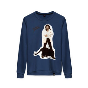 Женский свитшот хлопок с принтом Michael Jackson (2) в Санкт-Петербурге, 100% хлопок | прямой крой, круглый вырез, на манжетах и по низу широкая трикотажная резинка  | jackson | michael | mj | pop | джексон | майкл | майкл джексон | поп