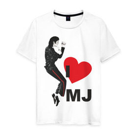 Мужская футболка хлопок с принтом I love Michael Jackson (1) в Санкт-Петербурге, 100% хлопок | прямой крой, круглый вырез горловины, длина до линии бедер, слегка спущенное плечо. | jackson | michael | mj | pop | джексон | майкл | майкл джексон | поп