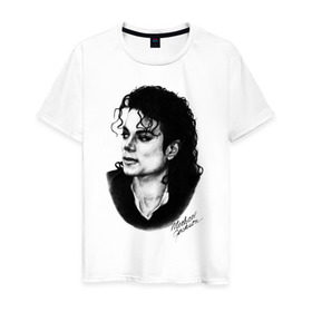 Мужская футболка хлопок с принтом Michael Jackson (6) в Санкт-Петербурге, 100% хлопок | прямой крой, круглый вырез горловины, длина до линии бедер, слегка спущенное плечо. | Тематика изображения на принте: jackson | michael | pop | джексон | майкл | майкл джексон | поп
