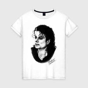 Женская футболка хлопок с принтом Michael Jackson (6) в Санкт-Петербурге, 100% хлопок | прямой крой, круглый вырез горловины, длина до линии бедер, слегка спущенное плечо | jackson | michael | pop | джексон | майкл | майкл джексон | поп