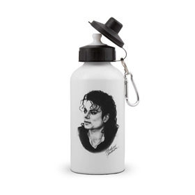 Бутылка спортивная с принтом Michael Jackson в Санкт-Петербурге, металл | емкость — 500 мл, в комплекте две пластиковые крышки и карабин для крепления | jackson | michael | mj | pop | джексон | майкл | майкл джексон | поп