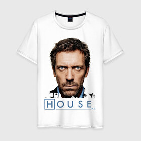 Мужская футболка хлопок с принтом House в Санкт-Петербурге, 100% хлопок | прямой крой, круглый вырез горловины, длина до линии бедер, слегка спущенное плечо. | everybody lies | haus | house | все лгут | доктор | хауз | хаус | хью лори