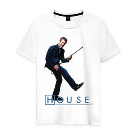 Мужская футболка хлопок с принтом House (2) в Санкт-Петербурге, 100% хлопок | прямой крой, круглый вырез горловины, длина до линии бедер, слегка спущенное плечо. | everybody lies | haus | house | все лгут | доктор | хауз | хаус | хью лори
