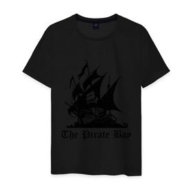 Мужская футболка хлопок с принтом The Pirate Bay в Санкт-Петербурге, 100% хлопок | прямой крой, круглый вырез горловины, длина до линии бедер, слегка спущенное плечо. | Тематика изображения на принте: the pirate bay | torrent | пиратская бухта | торрент