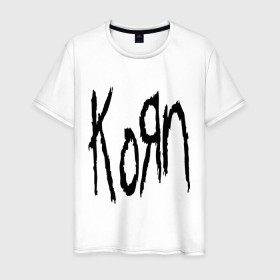 Мужская футболка хлопок с принтом Korn в Санкт-Петербурге, 100% хлопок | прямой крой, круглый вырез горловины, длина до линии бедер, слегка спущенное плечо. | korn | metal | rock | корн | логотип | метал | музыка | рок | рок группа | рок группы