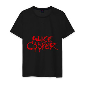 Мужская футболка хлопок с принтом Alice Cooper в Санкт-Петербурге, 100% хлопок | прямой крой, круглый вырез горловины, длина до линии бедер, слегка спущенное плечо. | Тематика изображения на принте: alice cooper | metal | rock | логотип | метал | музыка | музыкант | рок | рок музыка | элис купер
