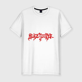 Мужская футболка премиум с принтом Alice Cooper (2) в Санкт-Петербурге, 92% хлопок, 8% лайкра | приталенный силуэт, круглый вырез ворота, длина до линии бедра, короткий рукав | alice cooper | metal | rock | логотип | метал | музыка | музыкант | рок | рок музыка | элис купер