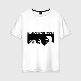 Женская футболка хлопок Oversize с принтом Porcupine Tree в Санкт-Петербурге, 100% хлопок | свободный крой, круглый ворот, спущенный рукав, длина до линии бедер
 | metal | porcupine tree | rock | логотип | метал | музыка | рок | рок группа | рок группы