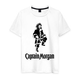 Мужская футболка хлопок с принтом Capitan Morgan в Санкт-Петербурге, 100% хлопок | прямой крой, круглый вырез горловины, длина до линии бедер, слегка спущенное плечо. | Тематика изображения на принте: capitan morgan | бар | бармен | капитан морган