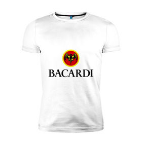 Мужская футболка премиум с принтом Bacardi в Санкт-Петербурге, 92% хлопок, 8% лайкра | приталенный силуэт, круглый вырез ворота, длина до линии бедра, короткий рукав | bacardi | бакарди | бар | бармен | ром