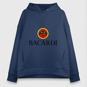 Женское худи Oversize хлопок с принтом Bacardi в Санкт-Петербурге, френч-терри — 70% хлопок, 30% полиэстер. Мягкий теплый начес внутри —100% хлопок | боковые карманы, эластичные манжеты и нижняя кромка, капюшон на магнитной кнопке | Тематика изображения на принте: bacardi | бакарди | бар | бармен | ром