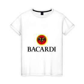 Женская футболка хлопок с принтом Bacardi в Санкт-Петербурге, 100% хлопок | прямой крой, круглый вырез горловины, длина до линии бедер, слегка спущенное плечо | bacardi | бакарди | бар | бармен | ром