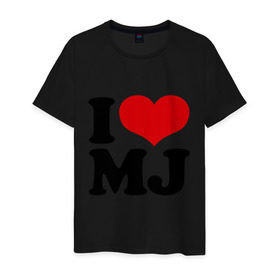 Мужская футболка хлопок с принтом I LOVE MJ в Санкт-Петербурге, 100% хлопок | прямой крой, круглый вырез горловины, длина до линии бедер, слегка спущенное плечо. | Тематика изображения на принте: i love | michael jackson | mj | майкл джексон | сердце | я люблю