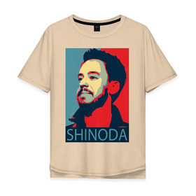 Мужская футболка хлопок Oversize с принтом Mike Shinoda в Санкт-Петербурге, 100% хлопок | свободный крой, круглый ворот, “спинка” длиннее передней части | linkin park | mike shinoda | rock | shinoda | линкин парк | рок
