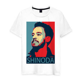 Мужская футболка хлопок с принтом Mike Shinoda в Санкт-Петербурге, 100% хлопок | прямой крой, круглый вырез горловины, длина до линии бедер, слегка спущенное плечо. | linkin park | mike shinoda | rock | shinoda | линкин парк | рок
