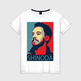 Женская футболка хлопок с принтом Mike Shinoda в Санкт-Петербурге, 100% хлопок | прямой крой, круглый вырез горловины, длина до линии бедер, слегка спущенное плечо | linkin park | mike shinoda | rock | shinoda | линкин парк | рок