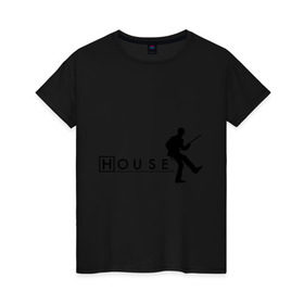 Женская футболка хлопок с принтом Хаус (10) в Санкт-Петербурге, 100% хлопок | прямой крой, круглый вырез горловины, длина до линии бедер, слегка спущенное плечо | everybody lies | haus | house | все лгут | доктор | хауз | хаус | хью лори