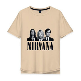 Мужская футболка хлопок Oversize с принтом Nirvana (2) в Санкт-Петербурге, 100% хлопок | свободный крой, круглый ворот, “спинка” длиннее передней части | cobain | nirvana | rock | smells like teen spirit | кобейн | нирвана | рок